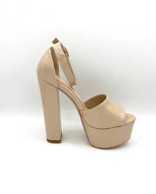 Platform Chunky Heel - Patent Leather Cashew