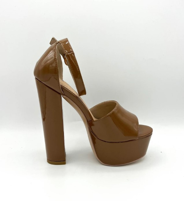 Platform Chunky Heel - Patent Leather Cinnamon