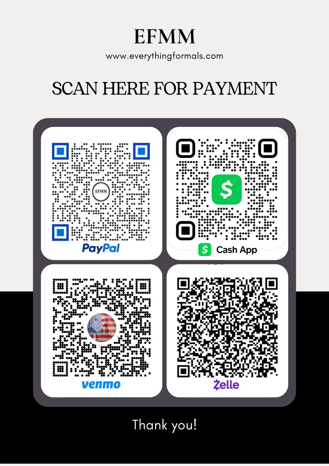 Designer Payment Option QR Codes