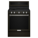 Kitchenaid® 30-Inch 5-Burner Gas Convection Range KFGG500EBS