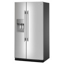 Kitchenaid® 20.8 Cu. Ft. Counter-Depth Side-by-Side Refrigerator with Exterior Ice and Water Dispenser in PrintShield™ Finish KRSC536RPS