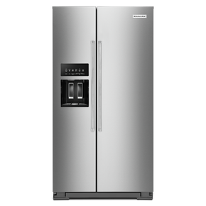 Kitchenaid® 19.9 cu ft. Counter-Depth Side-by-Side Refrigerator with Exterior Ice and Water and PrintShield™ finish KRSC700HPS