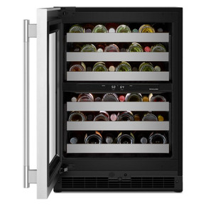 Kitchenaid® 24" Undercounter Wine Cellar with Full-Extension Metal-Front Racks KUWL324SSB