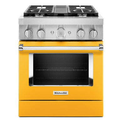 Kitchenaid® Cuisinière commerciale intelligente bicombustible avec 4 brûleurs - 30 po KFDC500JYP