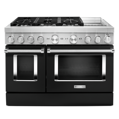 KitchenAid® 48'' Smart Commercial-Style Dual Fuel Range with Griddle KFDC558JBK