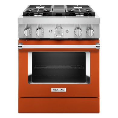 Kitchenaid® Cuisinière commerciale intelligente bicombustible avec 4 brûleurs - 30 po KFDC500JSC