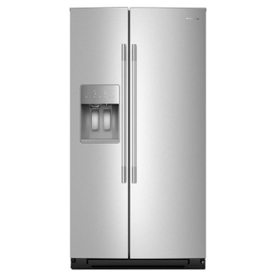 Kitchenaid® 20.8 Cu. Ft. Counter-Depth Side-by-Side Refrigerator with Exterior Ice and Water Dispenser in PrintShield™ Finish KRSC536RPS