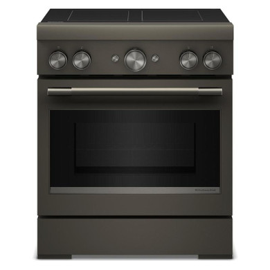 Kitchenaid® 30-Inch 4-Element Induction Freestanding Commercial-Style Range with Air Fry KFIS930SBE