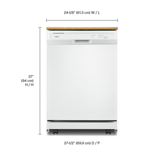 Whirlpool® Heavy-Duty Dishwasher with 1-Hour Wash Cycle WDP370PAHW