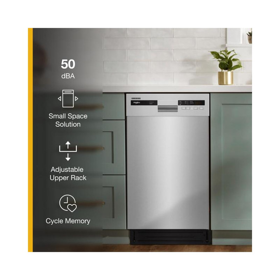 Whirlpool® Small-Space Compact Dishwasher with Stainless Steel Tub WDPS5118PM