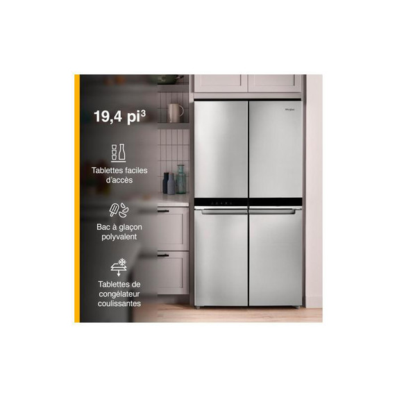 Whirlpool® 36-inch Wide Counter Depth 4 Door Refrigerator - 19.4 cu. ft. WRQA59CNKZ