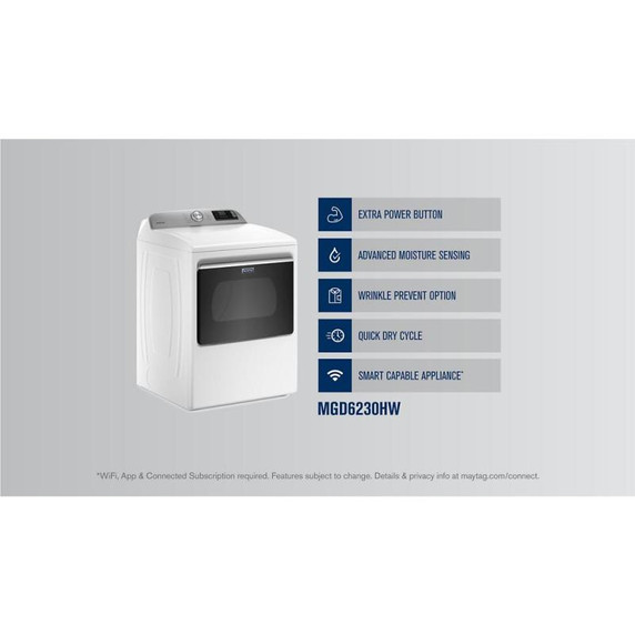 Maytag® Smart Top Load Gas Dryer with Extra Power Button - 7.4 cu. ft. MGD6230HW