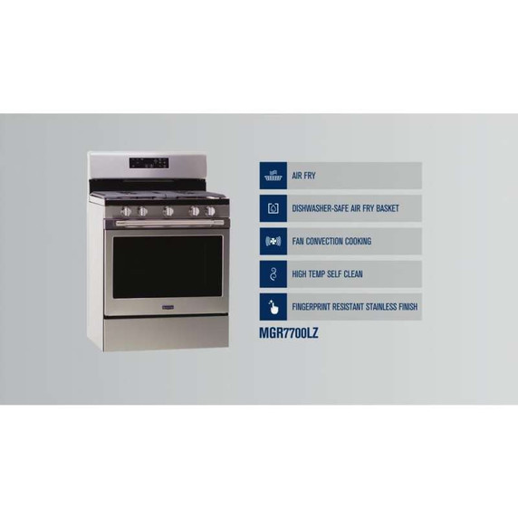 Maytag® Gas Range with Air Fryer and Basket - 5.0 cu. ft. MGR7700LZ
