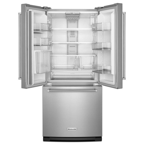 Kitchenaid® 20 cu. Ft. 30-Inch Width Standard Depth French Door Refrigerator with Interior Dispense KRFF300ESS