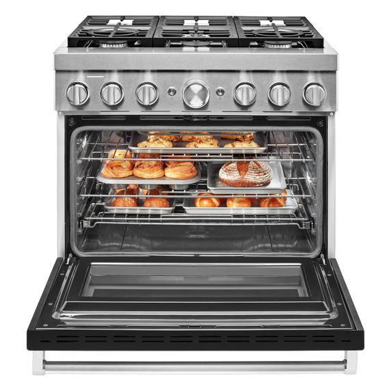 KitchenAid® 36'' Smart Commercial-Style Dual Fuel Range with 6 Burners KFDC506JBK