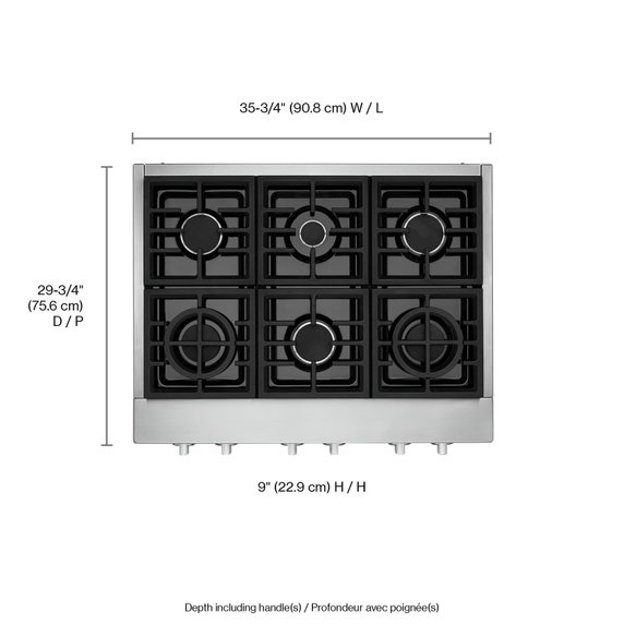 KitchenAid® 36'' 6-Burner Commercial-Style Gas Rangetop KCGC506JSS