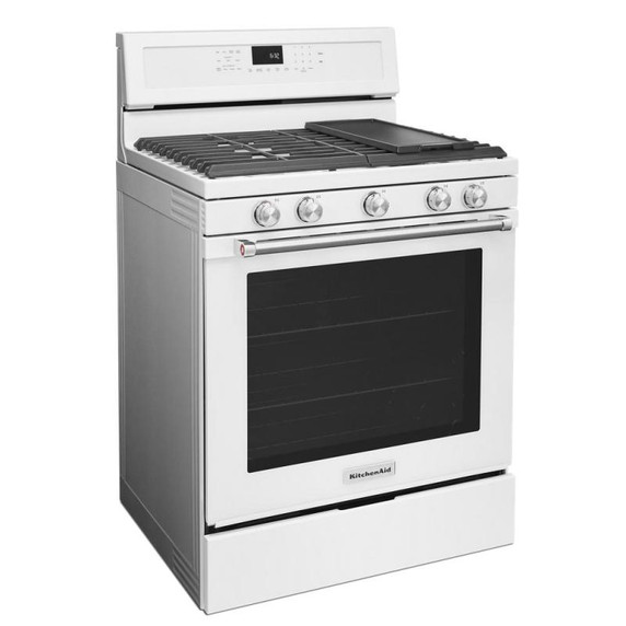 Kitchenaid® 30-Inch 5-Burner Gas Convection Range KFGG500EWH