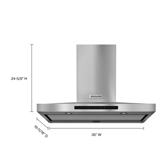 Kitchenaid® 36 Wall-Mount, 3-Speed Canopy Hood KVWB606DSS