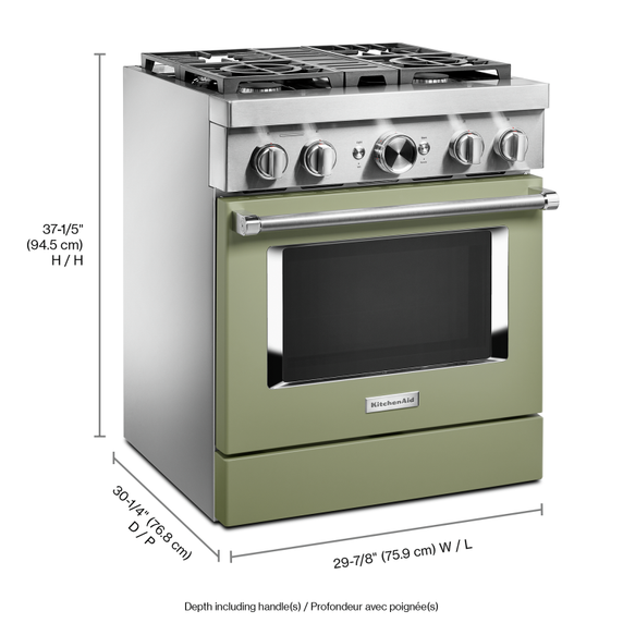 KitchenAid® 30'' Smart Commercial-Style Dual Fuel Range with 4 Burners KFDC500JAV