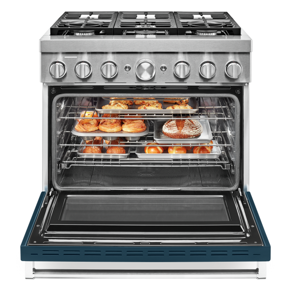 KitchenAid® 36'' Smart Commercial-Style Dual Fuel Range with 6 Burners KFDC506JIB