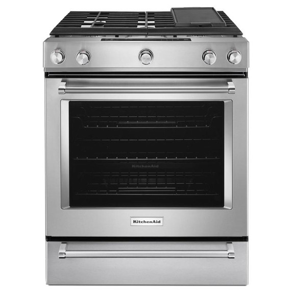 Kitchenaid® 30-Inch 5 Burner Front Control Gas Convection Range with Baking Drawer KSGB900ESS Kitchenaid® 30-Inch 5 Burner Front Control Gas Convection Range with Baking Drawer KSGB900ESS