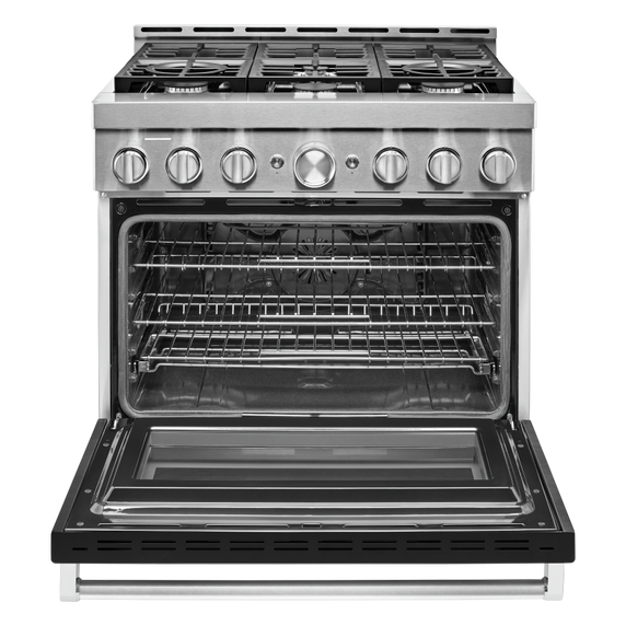 KitchenAid® 36'' Smart Commercial-Style Gas Range with 6 Burners KFGC506JBK