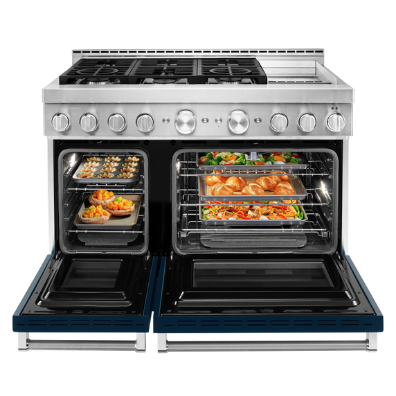 KitchenAid® 48'' Smart Commercial-Style Gas Range with Griddle KFGC558JIB