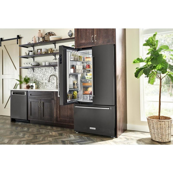 Kitchenaid® 23.8 cu. ft. 36" Counter-Depth French Door Platinum Interior Refrigerator with PrintShield™ Finish KRFC704FBS