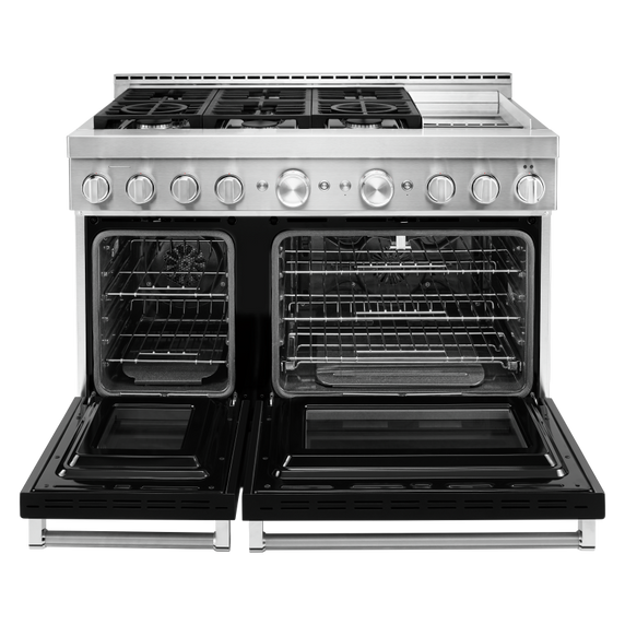 KitchenAid® 48'' Smart Commercial-Style Gas Range with Griddle KFGC558JBK