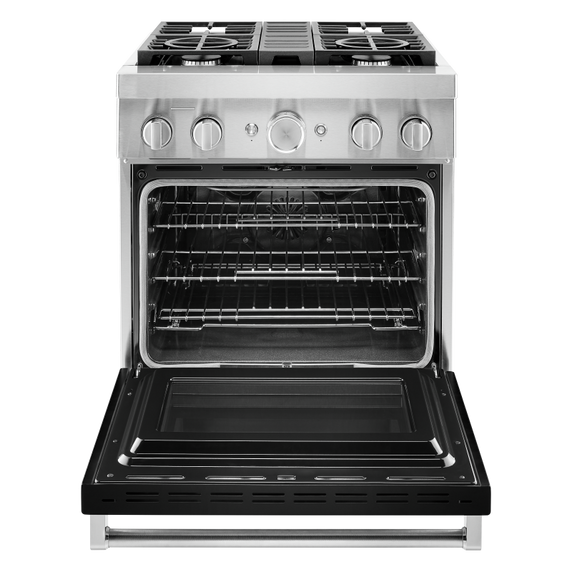 KitchenAid® 30'' Smart Commercial-Style Dual Fuel Range with 4 Burners KFDC500JBK