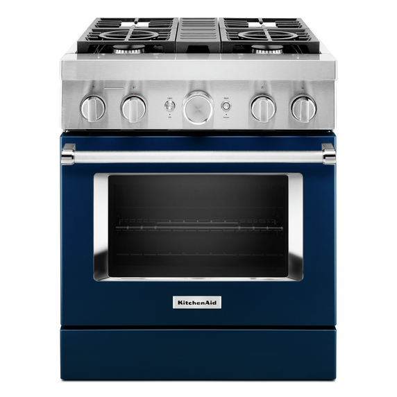 KitchenAid® 30'' Smart Commercial-Style Dual Fuel Range with 4 Burners KFDC500JIB