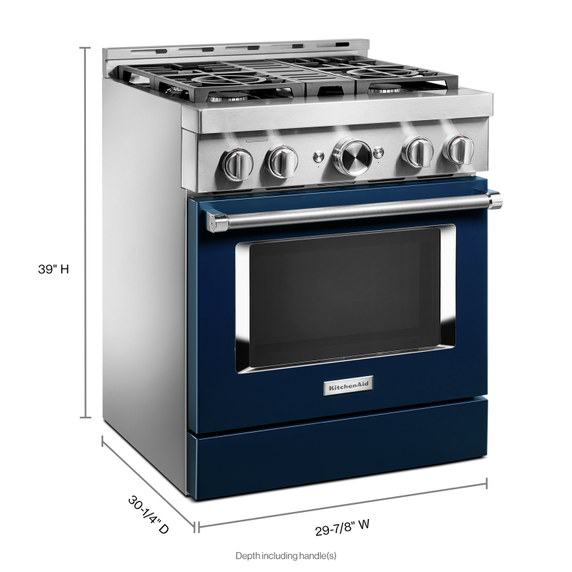 KitchenAid® 30'' Smart Commercial-Style Gas Range with 4 Burners KFGC500JIB