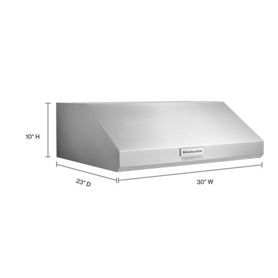 Kitchenaid® 30" 585 CFM Motor Class Commercial-Style Under-Cabinet Range Hood System KVUC600KSS