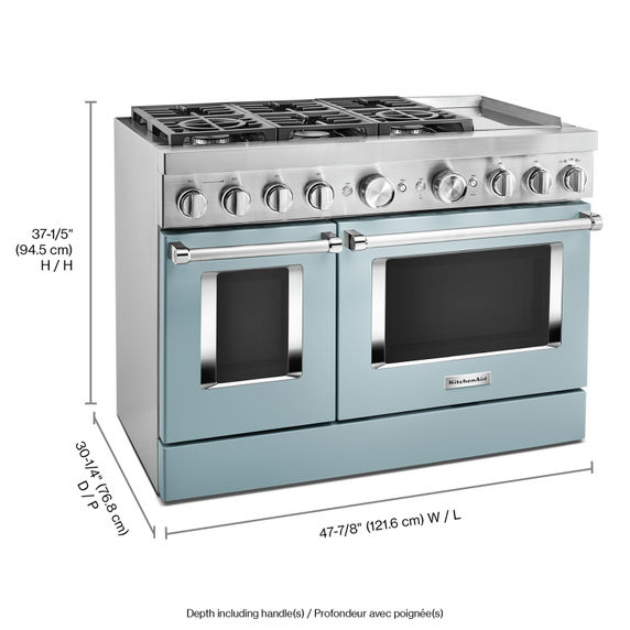 KitchenAid® 48'' Smart Commercial-Style Dual Fuel Range with Griddle KFDC558JMB