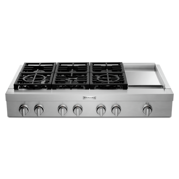 KitchenAid® 48'' 6-Burner Commercial-Style Gas Rangetop with Griddle KCGC558JSS