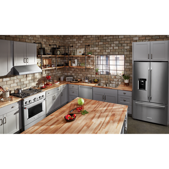 KitchenAid® 30'' Smart Commercial-Style Dual Fuel Range with 4 Burners KFDC500JSS