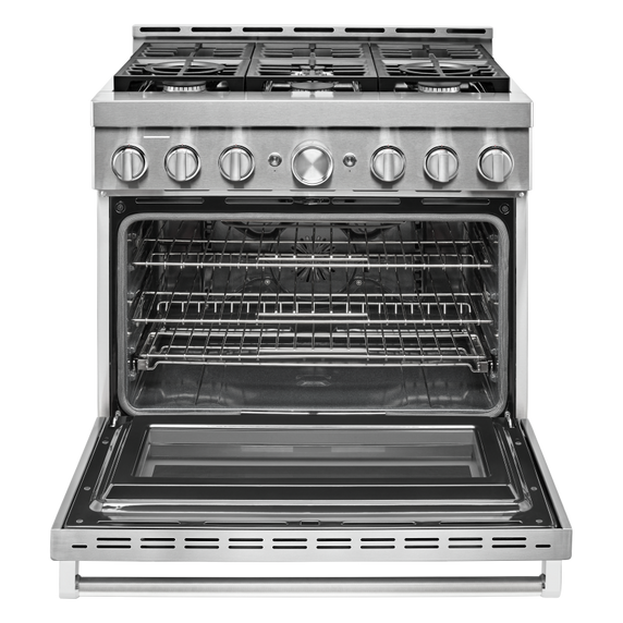 KitchenAid® 36'' Smart Commercial-Style Gas Range with 6 Burners KFGC506JSS