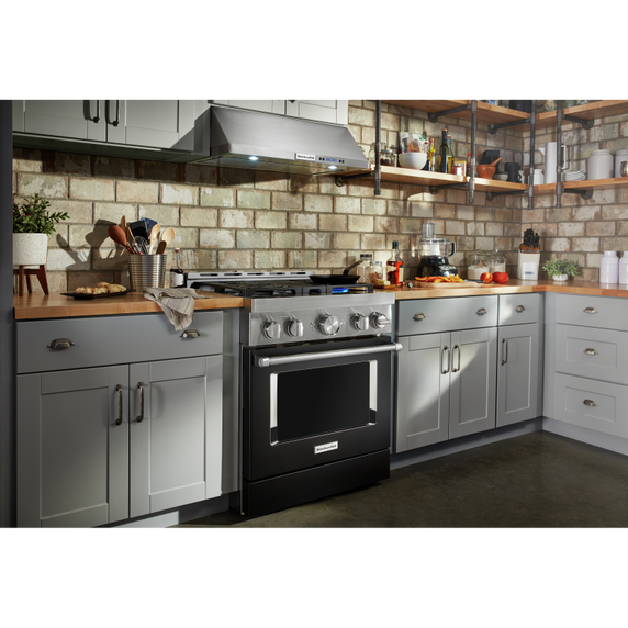 KitchenAid® 30'' Smart Commercial-Style Gas Range with 4 Burners KFGC500JBK