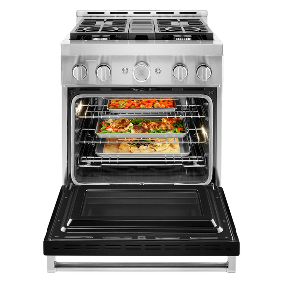 KitchenAid® 30'' Smart Commercial-Style Gas Range with 4 Burners KFGC500JBK