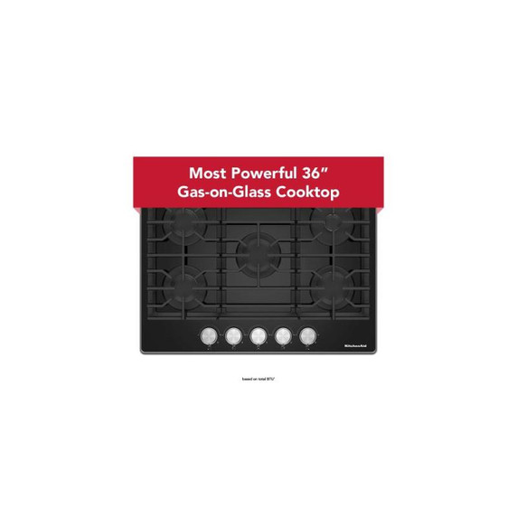 Kitchenaid® 36" Gas-on-Glass Cooktop KCGG536PBL