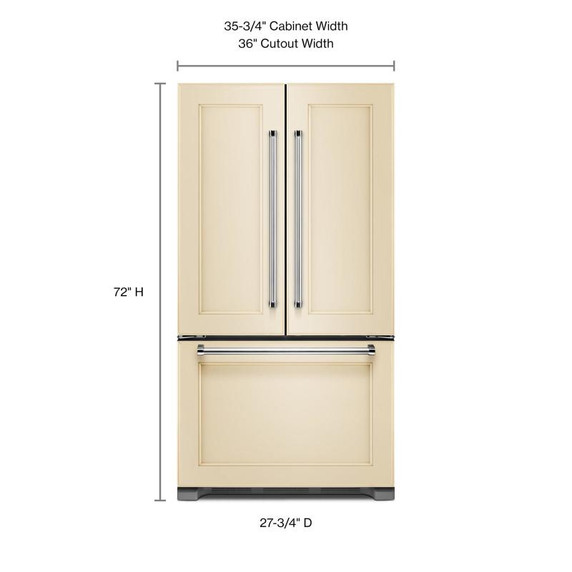 Kitchenaid® 22 cu.ft. 36-Inch Width Counter Depth Panel Ready with Interior Dispense French Door Refrigerator KRFC302EPA