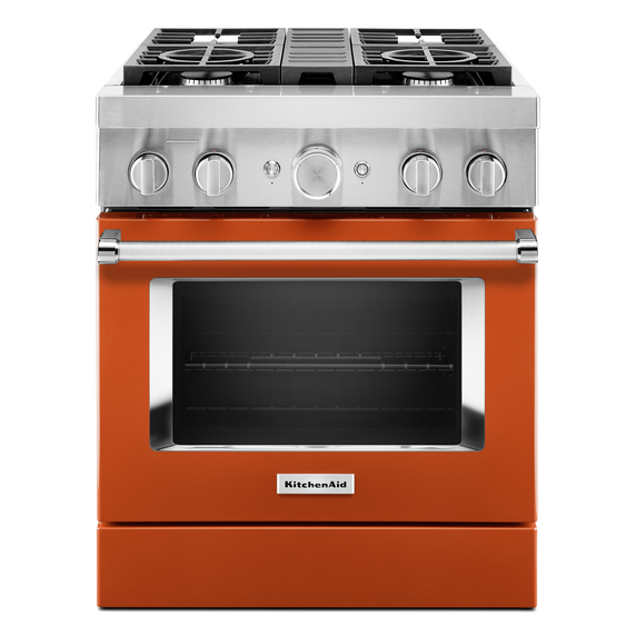 KitchenAid® 30'' Smart Commercial-Style Dual Fuel Range with 4 Burners KFDC500JSC