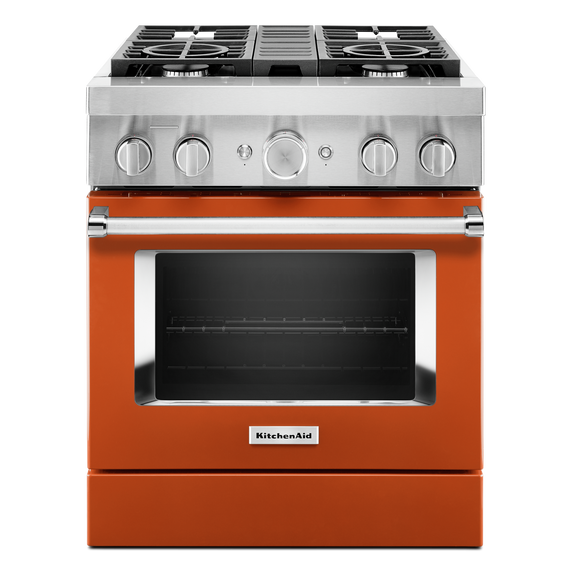 KitchenAid® 30'' Smart Commercial-Style Dual Fuel Range with 4 Burners KFDC500JSC