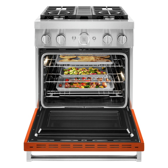 KitchenAid® 30'' Smart Commercial-Style Dual Fuel Range with 4 Burners KFDC500JSC