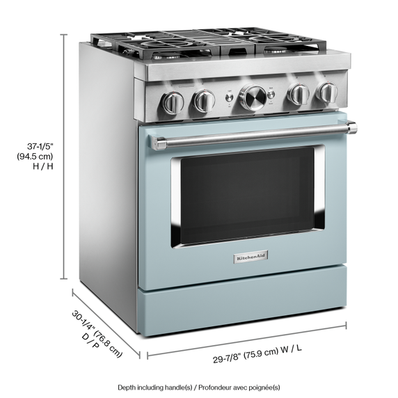 KitchenAid® 30'' Smart Commercial-Style Dual Fuel Range with 4 Burners KFDC500JMB