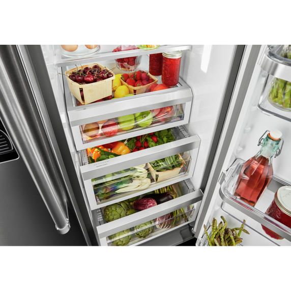 Kitchenaid® 24.8 cu ft. Side-by-Side Refrigerator with Exterior Ice and Water and PrintShield™ finish KRSF705HPS