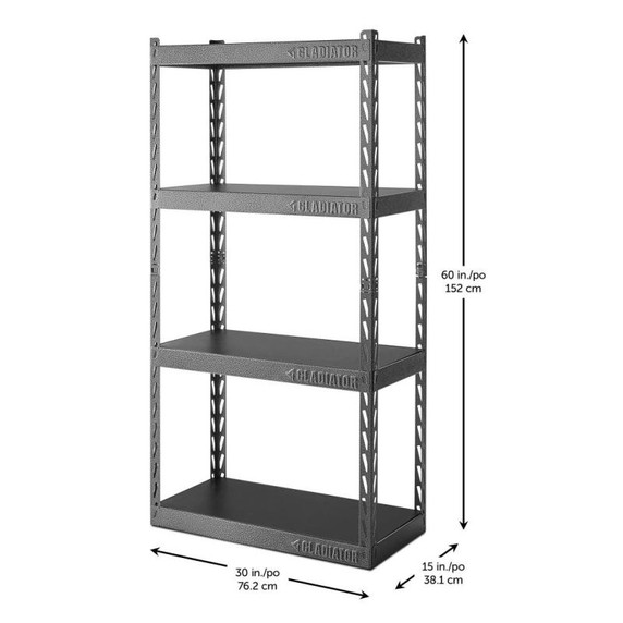 Gladiator® 30" (76.2 cm) Wide EZ Connect Rack with Four 15" (38.1 cm) Deep Shelves YGRC304RGG