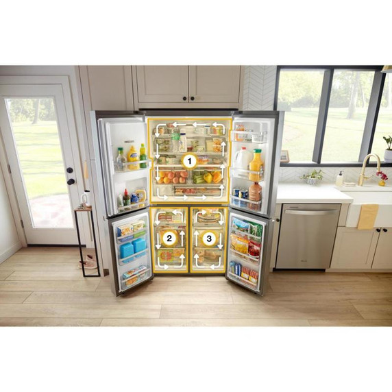 Whirlpool® 36-Inch Counter Depth 4 Door Refrigerator with Ice Maker in Door WRQC7836RZ