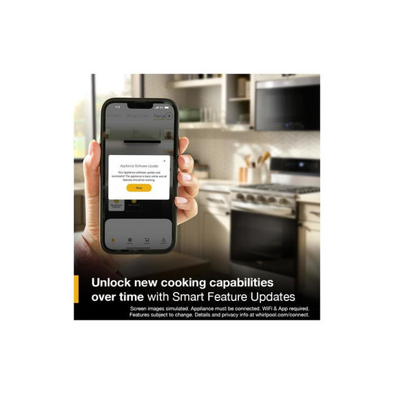 Whirlpool® 30-inch Smart Gas Range with Air Cooking Technology, Steam/Self Cleaning, Rapid Preheat 5.3 CuFt Capacity WFGS7530RB
