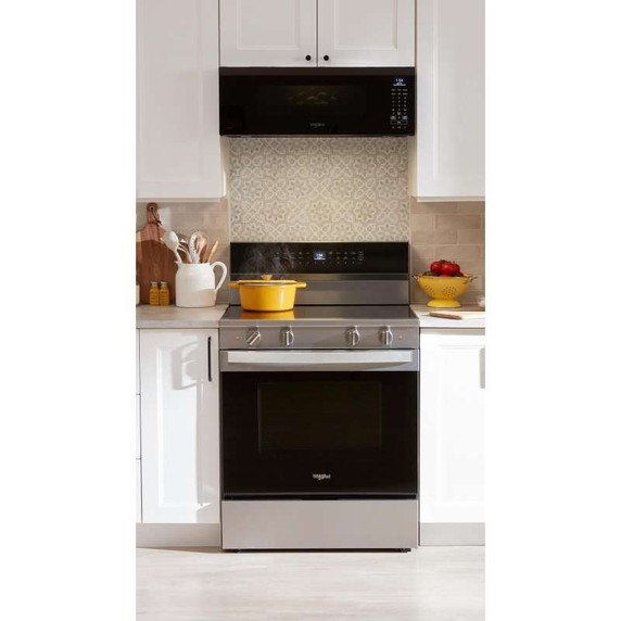 Whirlpool® 30-inch Smart Electric Range with Air Cooking Technology, WipeClean™ Coating, Steam/Self Cleaning, Rapid Preheat 5.3 CuFt Capacity YWFES7530RW